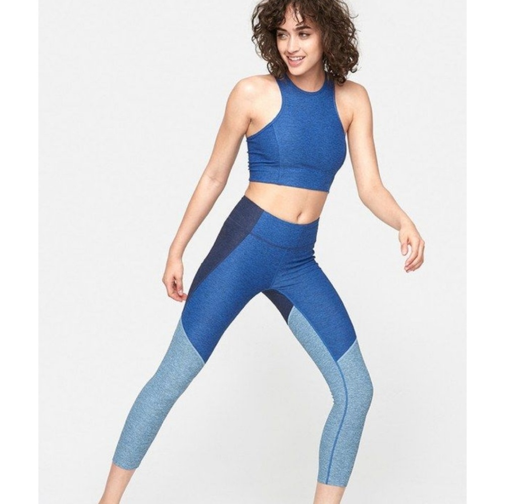 3/4 Length Blue Tri-tone Warmup Leggings